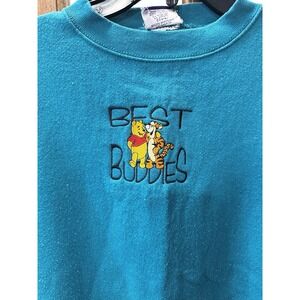 VTG Brazos Disney Winnie the Pooh Best Buddies Embroidered Sweatshirt Large READ